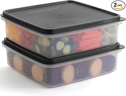 Plastic Storage Containers with Lids – 2-Pack 3L Cupcake Carrier – Leakproof Cookie Storage Containers Airtight – BPA-Free Plastic Containers with Lids for Food Storage, Meal Prep, Leftovers, Cupcakes