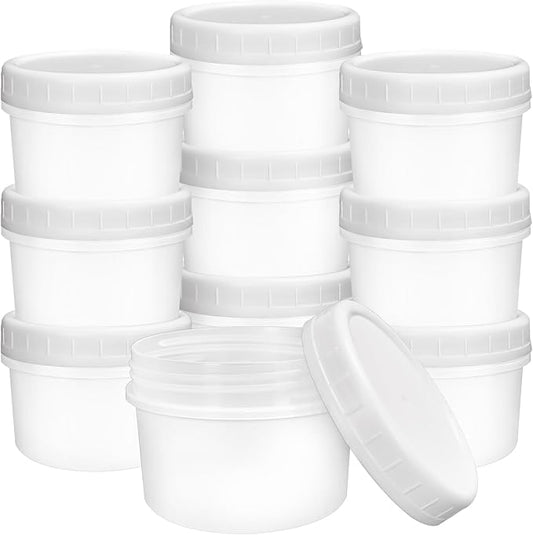 10 Pack 4oz Reusable Small Plastic Containers with Screw Lids, Stackable Food Storage Jars, Sauce Condiment Jars Lunch Box Accessories