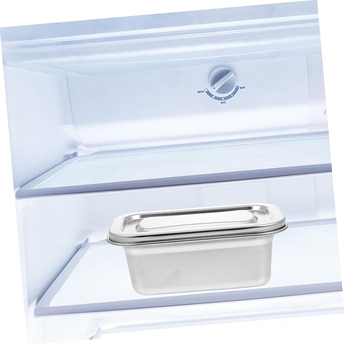 DOITOOL Reusable Ice Cream Storage Containers for Freezer with Lids Stainless Steel Freezer Box Insulated Ice Cream Tub Fridge Organizer Box for Refrigerator, 17 X 11 X 7cm