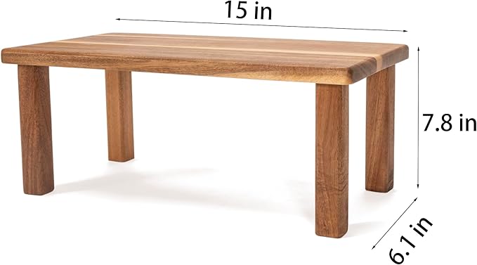 Acacia Wooden Desktop Organizer Shelf Kitchen Cabinet and Counter Riser Display Shelf for Top of Desk Home Office Bathroom Coffee Table Display Stand