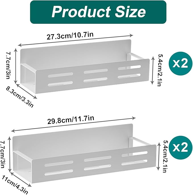 MFTEK Magnetic Spice Rack for Refrigerator, 4 Pack Spice Rack Organizer Strong Magnetic Shelf Seasoning Organizer, Metal Side Fridge Storage Rack, Space Saving Kitchen Organization