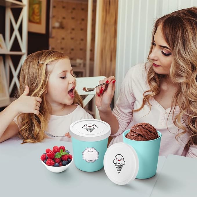 Ice Cream Containers (2 Pack - 1 Quart Each), Ice Cream Containers for Homemade Ice Cream, Ice Cream Storage Containers, 1 Quart Freezer Containers for Ice Cream Storage - Mint Chip