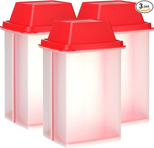 Chengu 3 Pieces Jalapeno Pickle Containers with Strainers Square Dispensers Free Storage of Condiment Food Pickle Holder with Easy to Open Lid Design for Pickled Kitchen Tools(Red)