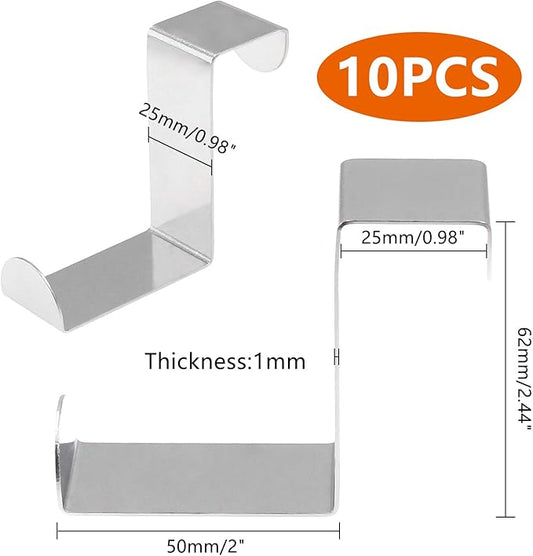 10Pcs Over The Door Hooks Z-Shaped Hanging Hooks Dual Head Fits 2" & 1" Door Widths, Reversible Single Hanger Hook for Over The Door, Bathroom, Kitchen, Cupboard, Drawer