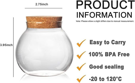 Set of 9 round glass jars with cork lid – 17oz wedding candy jar kitchen jar, perfect for tea, biscuits, cereals, flour, beans, spices, coffee beans etc (9PCS)