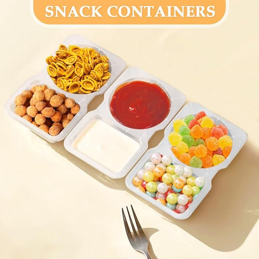 10pcs Reusable Snack Containers with Lids, Double Compartment Condiment Containers, Snack Container Dual Section Spice Box for Portion Control and Meal Prep Lunch Containers for School Office Travel