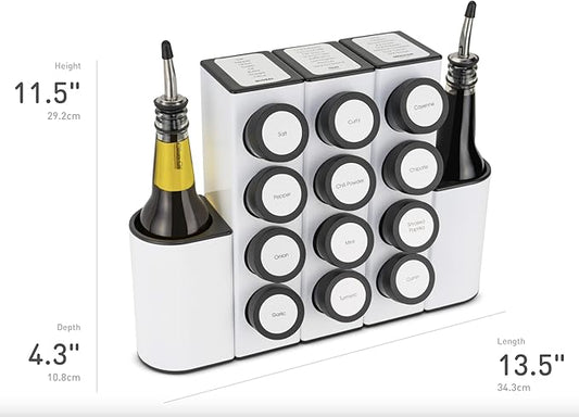 Prepdeck Chef Caddy Spice Rack - Seasoning & Oil Organizer - Spice Labels & Blank Labels, Kitchen Counter Organization and Storage (Pro)