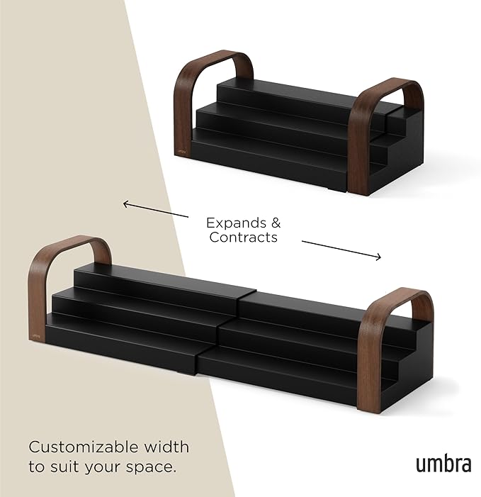 Umbra Bellwood Three-Tier Spice Shelf, Black/Walnut