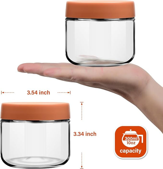 10 oz Glass Jars with Lids Meal Prep Portion Control Containers Pudding Yogurt Overnight Oats Salad Snack Cereal Candy Food Storage Cups Bowls Airtight