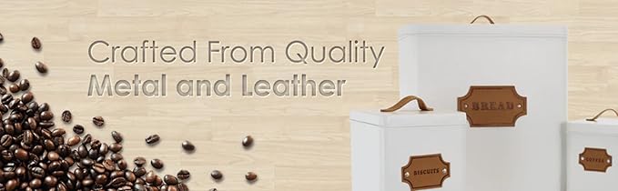 Megachef Storage and Organization Food and Coffee Canister Set Collection, 5 Piece, Matte White