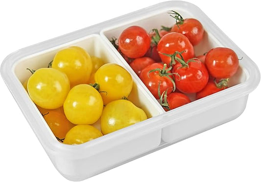 carrotez Food Storage Containers with 2 Removable Compartments, Snack Containers with Airtight Lids, Portion Control Container, Reusable, BPA Free, 2 Cup (480ml)