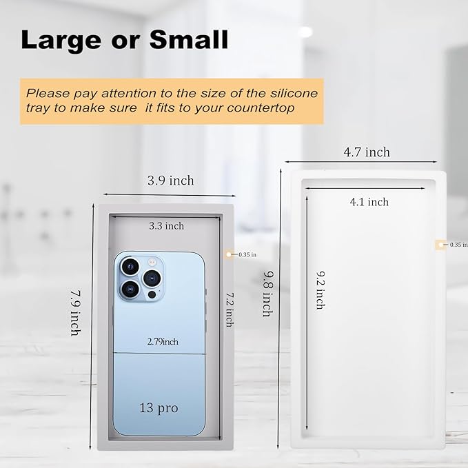 Bathroom Tray, Small Vanity Tray Silicone Soap Dish Sponge Holder Kitchen Sink Organizer Bathroom Accessories for Countertop, Toilet, Shower - Light Grey