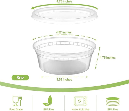 AOZITA 36 Sets 8 oz Plastic Deli Food Containers With Lids, Airtight Food Storage Containers, Freezer/Dishwasher/Microwave Safe, Soup Containers For Takeout Meal Prep Storage