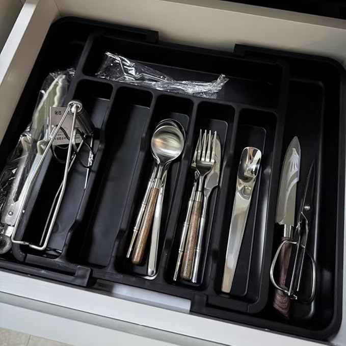 ZWANG Silverware Drawer Organizer - Expandable Kitchen Drawer Organizer,13 to 22.4 Inch Adjustable Kitchen Utensil Tray, Flatware Tableware Tray for Spoon Spatula Forks