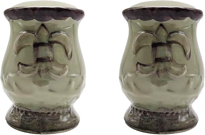 Tuscany Colorful Hand Painted Fleur De Lis Salt and Pepper Shaker, Kitchen Décor