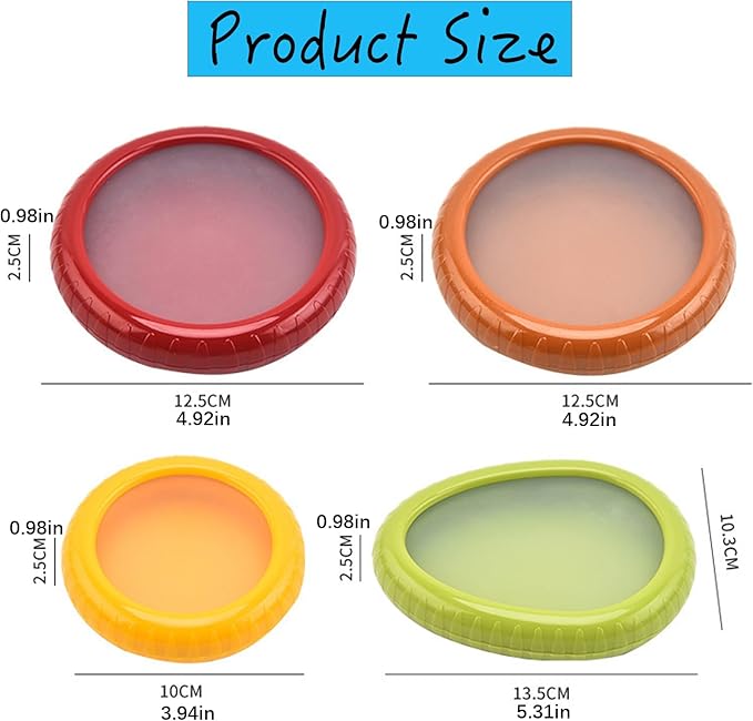 Winb Set of 4 Reusable Fruit and Veggie Savers - Ideal for Avocados, Tomatoes, Apples, Garlic, Onions, and More