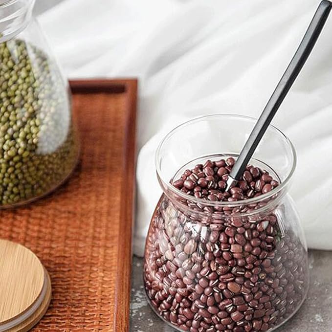 2PCS Glass Storage Jars Airtight Glass Storage Containers with Cork Lid Transparent Sealed Food Storage Canister for Spices Sugar Salt Tea Coffee Bean Candy (700ml &1100ml)