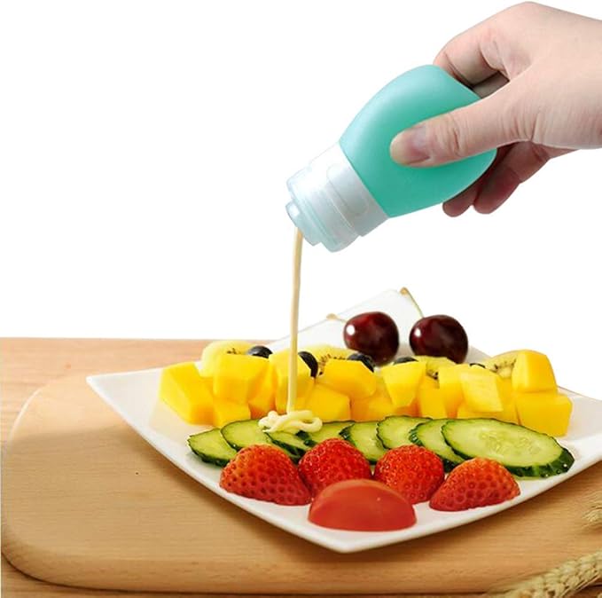 YINGGG Squeeze Portable Salad Dressing Container to Go Bottles for Sauces, Mini Salad Dressing Bottles，Leakproof Condiment Storage Bottle, Dressing to Go for Lunch set of 4 (37ML)