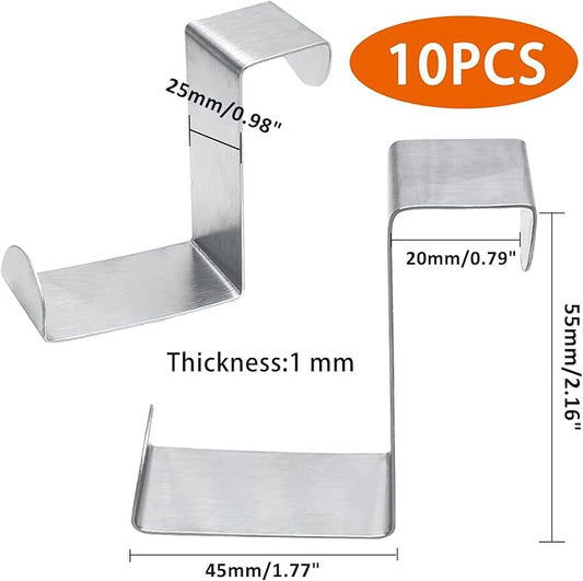 10 Pcs Over The Door Hooks Z-Shaped Hanging Hooks Dual Head Fits 3/4" and 1-3/4" Door Widths, Stainless Steel Reversible Single Hanger Hook for Door, Kitchen, Cabinet, Cupboard, Drawer