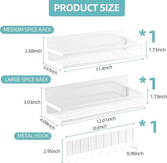 Magnetic Spice Rack for Refrigerator, 3 Pack Magnetic Shelf for Refrigerator, Movable Magnetic Basket is Used for Side Storage in Ovens, Microwaves, or Washing Machines
