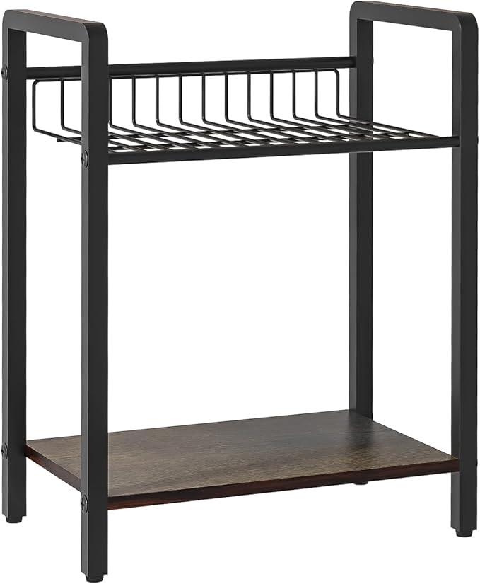 2-Tier Kitchen Counter Shelf Organizer – Metal Mesh & Wood Board, Large Storage Space, Easy to Install Countertop Organizer for Kitchen, Coffee Station, and Office