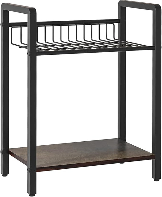 2-Tier Kitchen Counter Shelf Organizer – Metal Mesh & Wood Board, Large Storage Space, Easy to Install Countertop Organizer for Kitchen, Coffee Station, and Office
