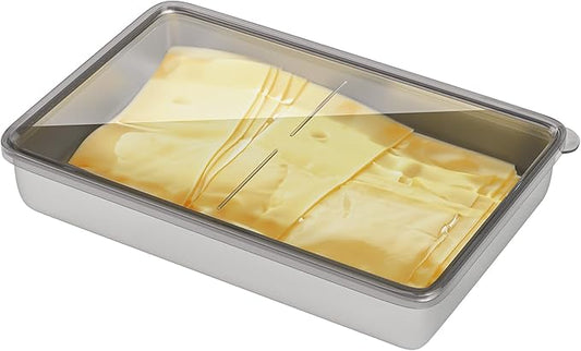 Freshmage Cheese Container for Refrigerator, Stainless Steel Airtight Deli Meat Storage Containers for Fridge Dishwasher Safe Kitchen Fridge Organizers and Storage with Elevated Base…