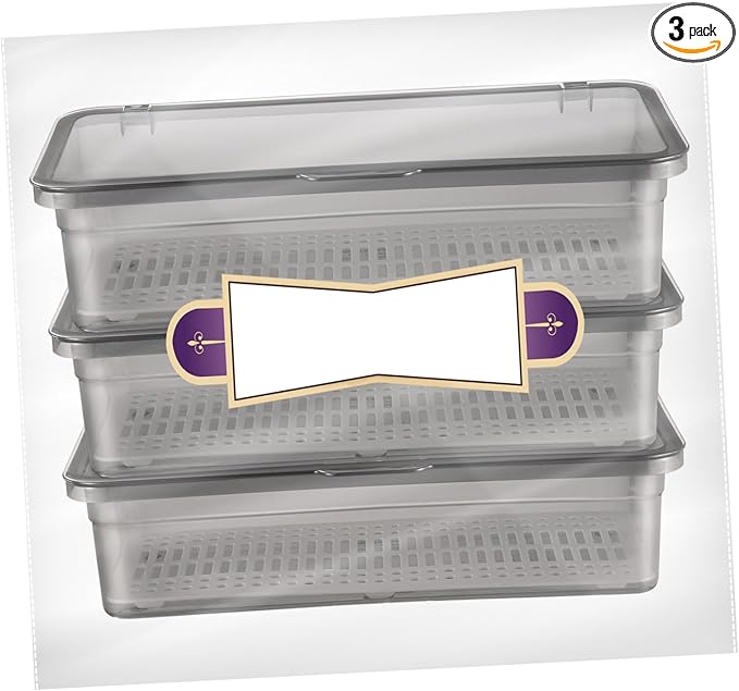 3PCS Flatware Tray with Lid and Drainer,Clear Utensil Drawer Organizer with Lid Covered,Stackable Cutlery Drawer Organizer Plastic Silverware Holder to Keeps Your Cutlery Organized and Protected