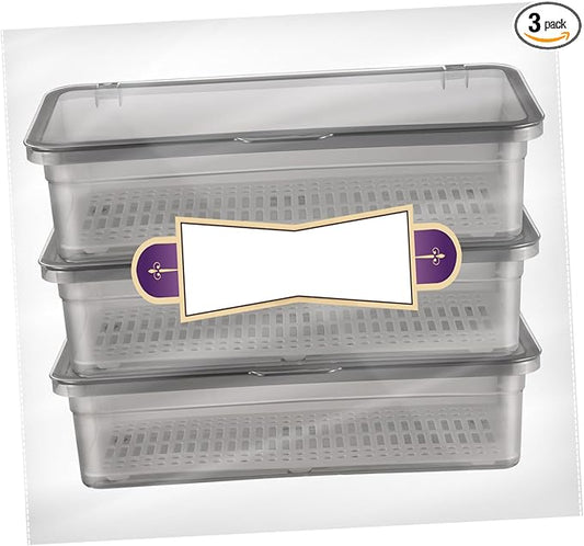 3PCS Flatware Tray with Lid and Drainer,Clear Utensil Drawer Organizer with Lid Covered,Stackable Cutlery Drawer Organizer Plastic Silverware Holder to Keeps Your Cutlery Organized and Protected