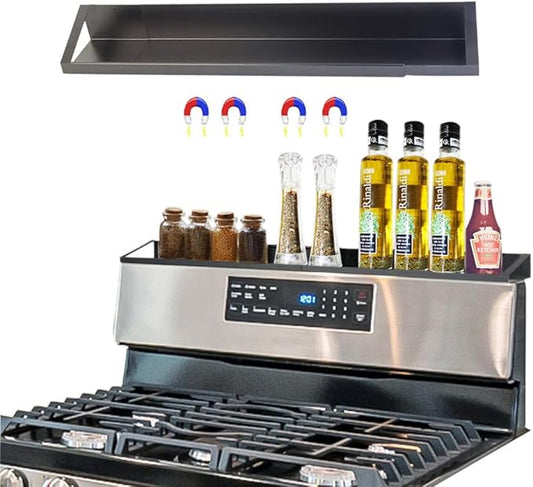 Magnetic Spice Rack, Adjustable Stove Top Shelf for Kitchen Storage/Organizer, Fit for Various Flat Top Stove