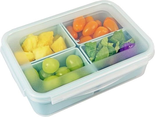 carrotez Food Storage Container with 4 Removable Compartments, Food Prep Container with Airtight Lids, Portion Control Container, Reusable, BPA Free, 6.3 Cup (1500ml)