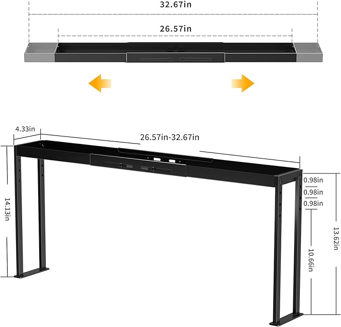 Spice Rack Shelf for Kitchen Stove, Adjustable 27 to 33 Inch Spice Rack Organizer, 4 Level Adjustable Height Stove Top Shelf for Kitchen, Over the Stove Shelf for Countertop, Black