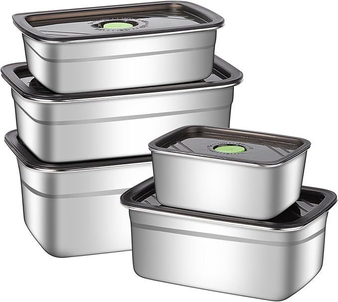 10-Piece Stainless Steel Food Storage Container Set with Airtight Lids - Durable, Eco-Friendly Kitchen Organizers for Freshness & Convenience，Pantry, Dishwasher Safe (Various Sizes)