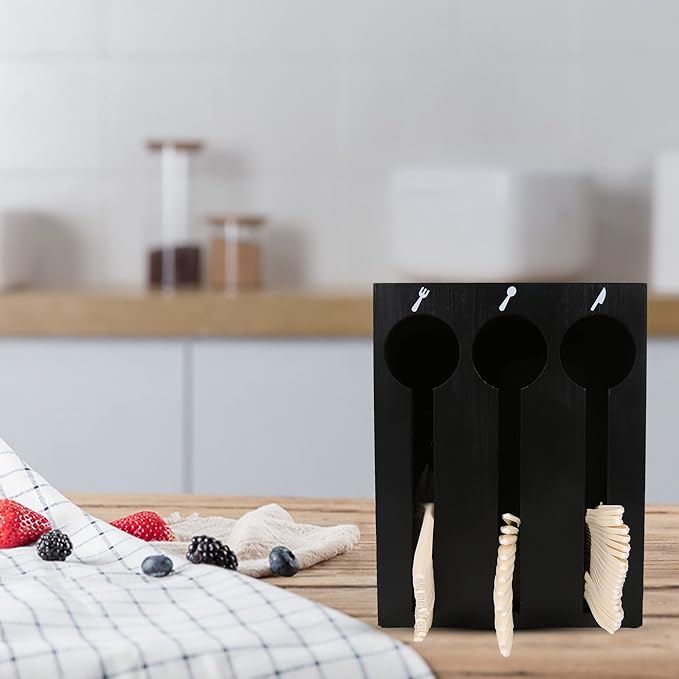 UCUDI Plastic Utensil Dispenser Cutlery Organizer Plastic Silverware Holder Caddy for Restaurant, Party, Picnics, Office