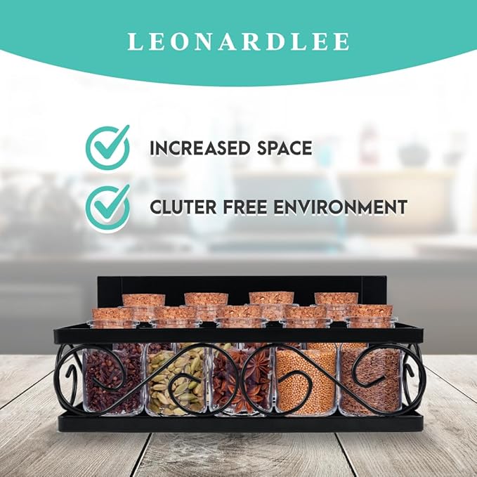 Magnetic spice Rack, Stronger Magnet with Wall Mount Option. 4 Removable Hooks, Perfect Space Saver for Kitchen- for Holding Spices, Jars, Bottle, cans (Pack of 2)