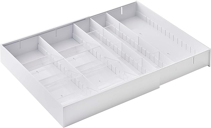 Yamazaki Home Tower Cutlery Drawer Organizer - Kitchen Silverware Utensil Storage Tray - Expandable I - Abs Plastic