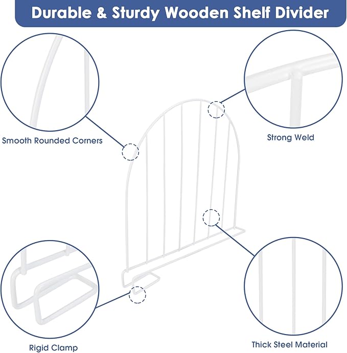 SSAWcasa Tall Shelf Dividers, 8 Pack 12’’ Shelf Dividers for Closet Organization, Metal Closet Organizer for Wood Shelves Separator for Purse Handbag Sweater Clothes Book Storage Wardrobe Cabinet
