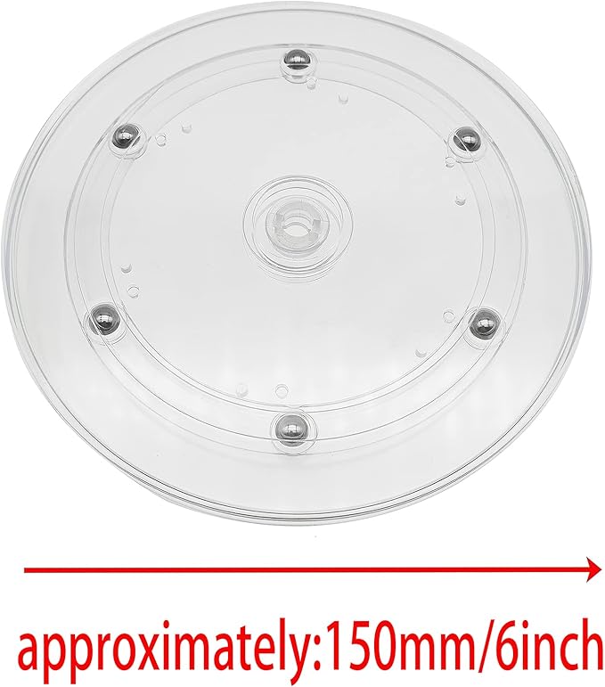 2 Pack 6" Lazy Susan Turntables Acrylic Ball Bearing 360 Degree Rotating Tray for Spice Rack Table Cake Kitchen Pantry Decorating (Transparent)