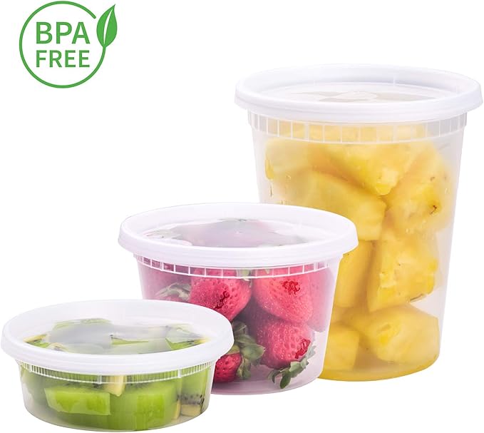 TashiBox [8 oz,16oz,32oz,48Sets,16Sets each size Plastic food storage containers with lids airtight,BPA Free,Microwave/Dishwasher/Freezer Safe