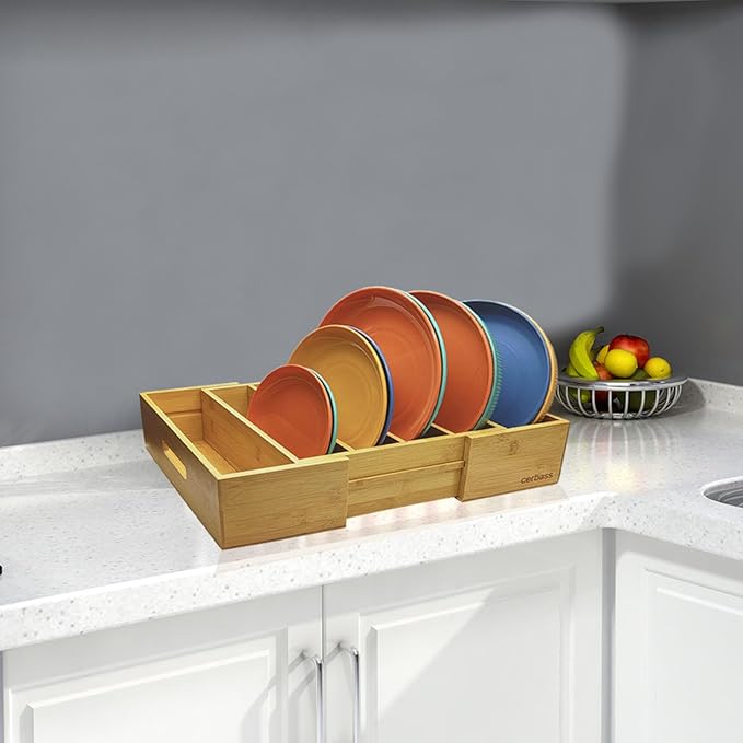 Premium Bamboo Silverware Organizer for Flatware, Knives- Expandable Kitchen Drawer Organizer and Utensil Holder,Multi-Function Drawer Storage 4-6 Compartments for Drawer Tray with Dividers