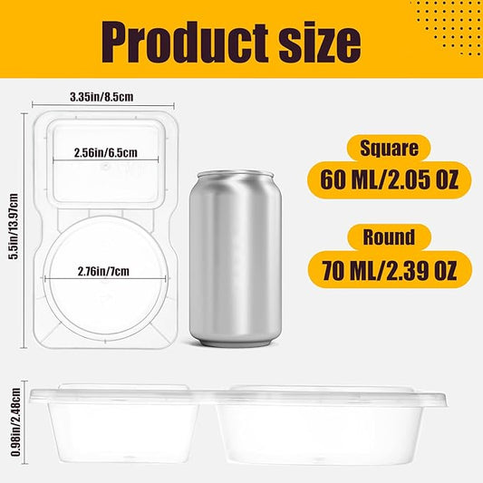 10 Sets Reusable Snack Containers with Lids, BPA-Free Double Compartment Condiment Storage, Leakproof Dipping Cups for Meal Prep, Portion Control, Travel & Outdoor Use (10)