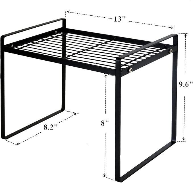 Cabinet Shelf, 13" Kitchen Counter Shelf, Metal Wire Stackable Cupboard Spice Rack, Space Saving Countertop Orgainzer and Storage Rack Shelves for Kitchen Pantry Bathroom