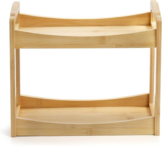 Bekith 2 Tier Spice Rack Organizer for Cabinet, Bamboo Countertop Shelf Corner Shelf Pantry Shelves for Kitchen, Bedroom, Bathroom