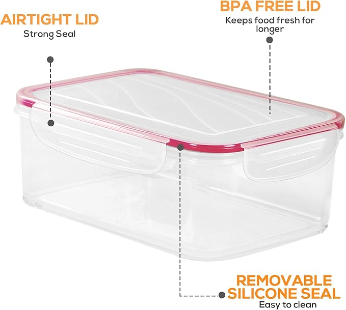 Utopia Kitchen Plastic Food Storage Containers with Lids Airtight - Pack of 40 (20 Containers & 20 Lids)- Reusable & Leftover Food Lunch Boxes - Leak Proof, Freezer & Microwave Safe Rice Containers