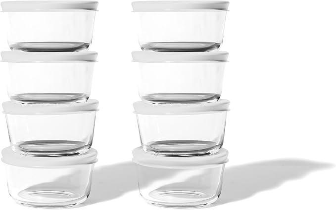 16-Piece Glass Food Storage Containers Set (8 Containers + 8 BPA-Free Lids) | 1-Cup, Leakproof | Microwave, Freezer, Oven & Dishwasher Safe | Ideal for Meal Prep & Pantry Organization