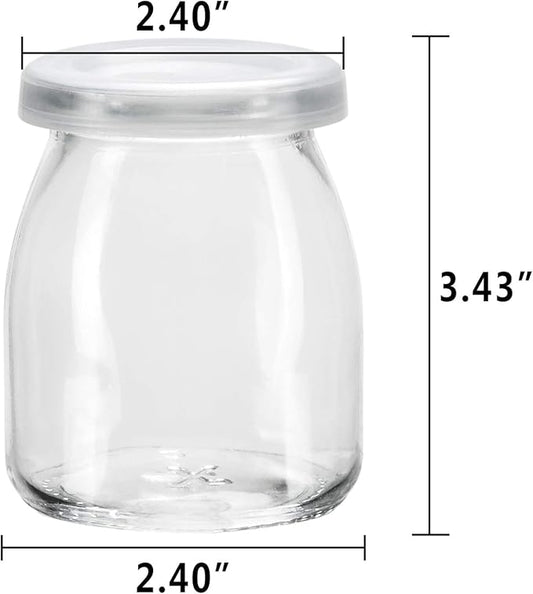 Encheng Clear Glass Jars With Lids, Yogurt & Pudding Containers, 7 oz, 20 Pack