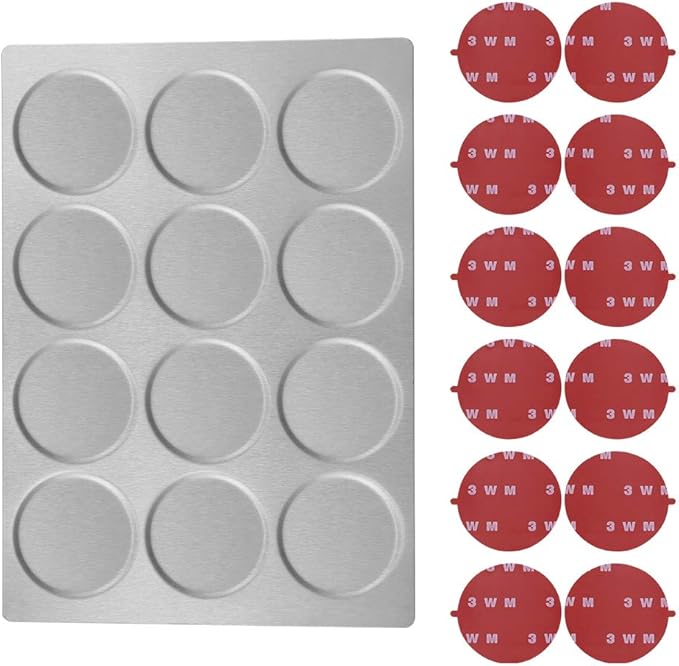 12 Magnetic Spice Jar Containers Spice Tins - Wall Mounted Stainless Steel Base - Easy to Install