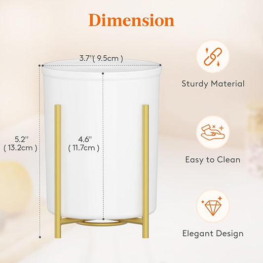 Lifewit 1-Pack Plastic Silverware Holder for Kitchen Countertop, Cutlery Flatware Caddy with Metal Bracket, Utensil Spoon Fork knives Organizer for Party Picnic, Gold