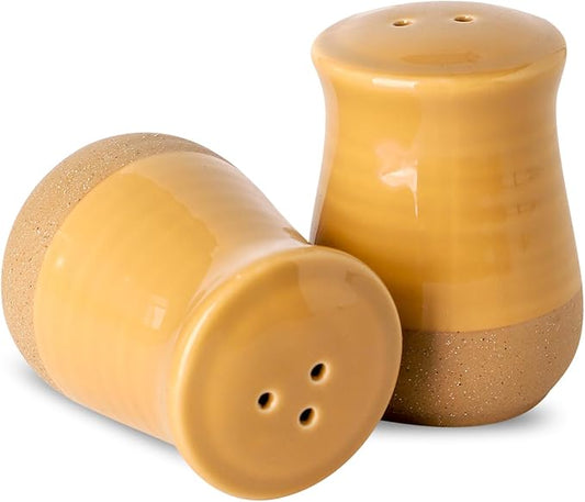 Hasense Salt and Pepper Shakers, Ceramic Salt Shaker set of 2, Cute Spice Sugar Shaker for Countertop, Farmhouse Salt Pepper Container Set for Home Kitchen Decor, Gift For Women, 2 Piece Set(Yellow)