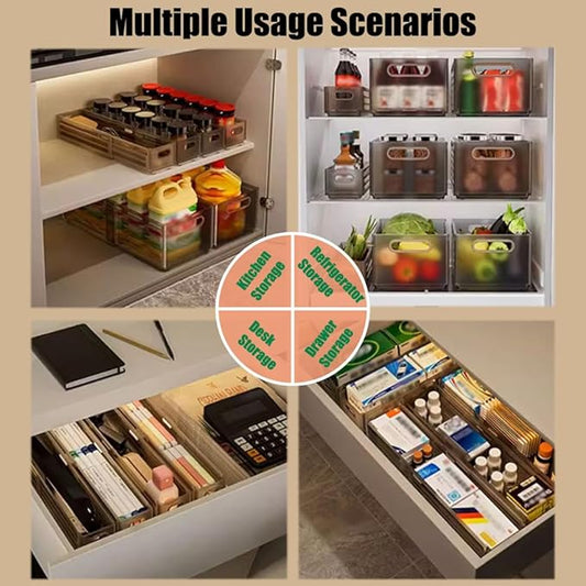 Foldable Storage Bins, Plastic Expandable Boxes for Organizing, Adjustable from 11-18.8" Drawer Organizers Separators Dividers for Bedroom Kitchen Utensils Tools Closet, Small Grey